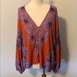 Free People sparrow & flora blouse sz S
